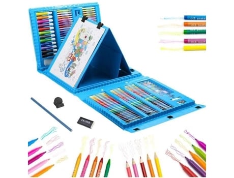 Kit De Pintura Para Crianças - Não Especificado - 208 Peças - Cor Azul - Inclui Várias Ferramentas De Desenho