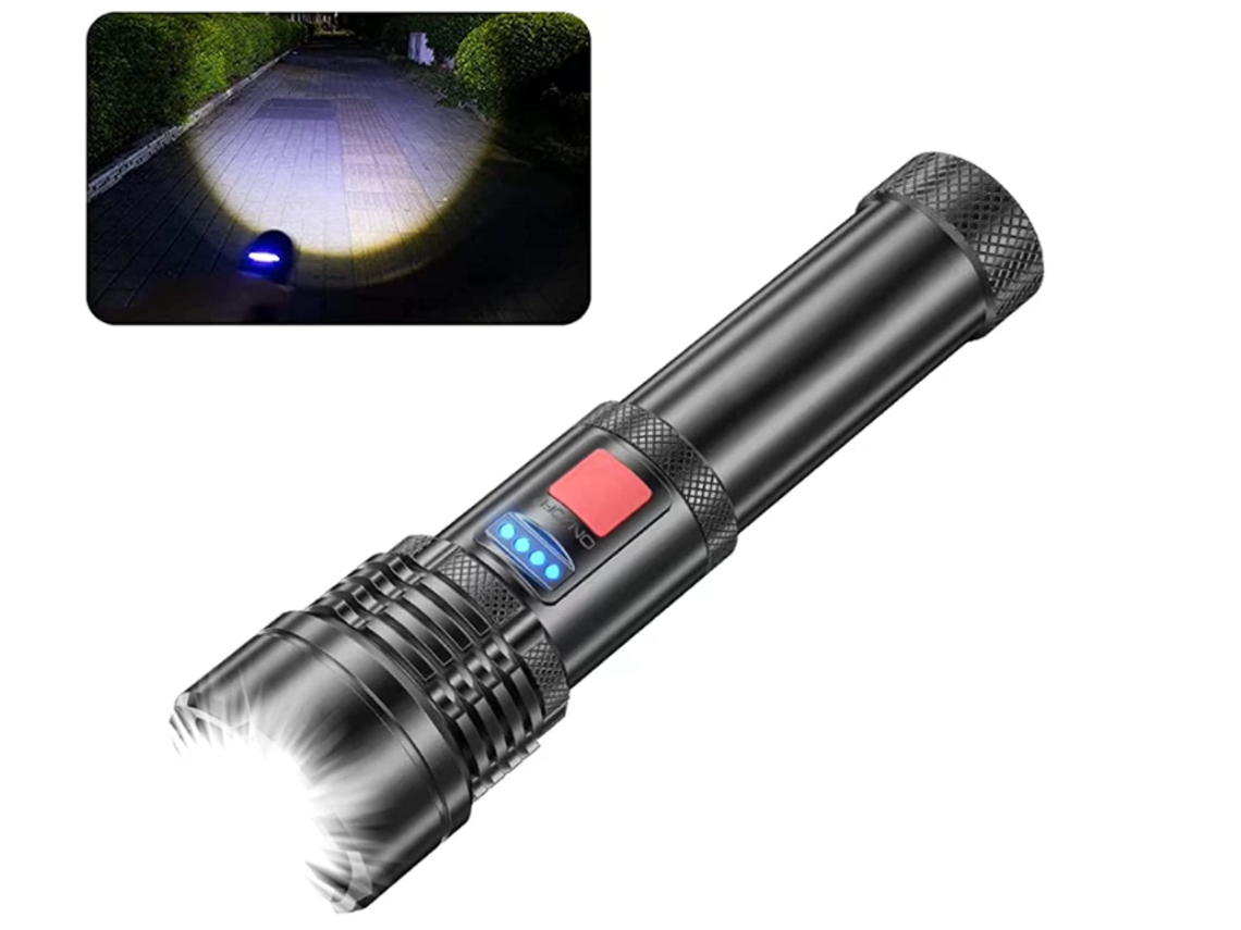 Lanterna Led 10000 Lumens Lanterna Usb Recarregável Super Brilhante Preto TURMIN