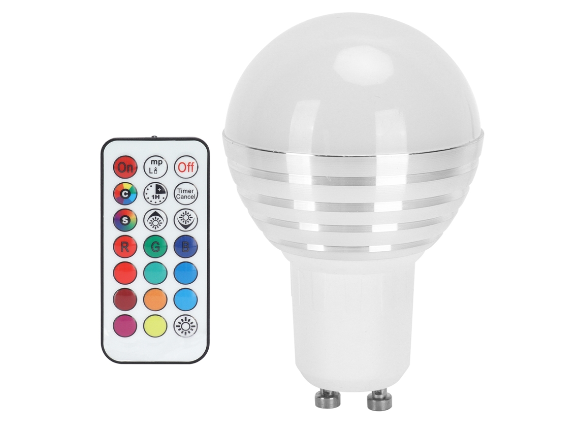 Lâmpada Rgb 3w Gu10 com Mudança de Cor, Controle Remoto e Design Esférico para Decoração de Karaokê. CHABERLU