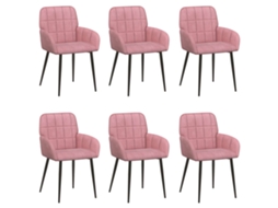 Conjunto 6 Cadeiras De Jantar Vidaxl Rosa Veludo (57 X 50 X 85 Cm)