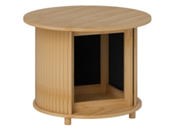 Mesa de Centro em Bambu BTFORUS com Armazenamento Oculto e Porta Corrediça, Estilo Moderno, para Sala de Estar (ø60x45cm)
