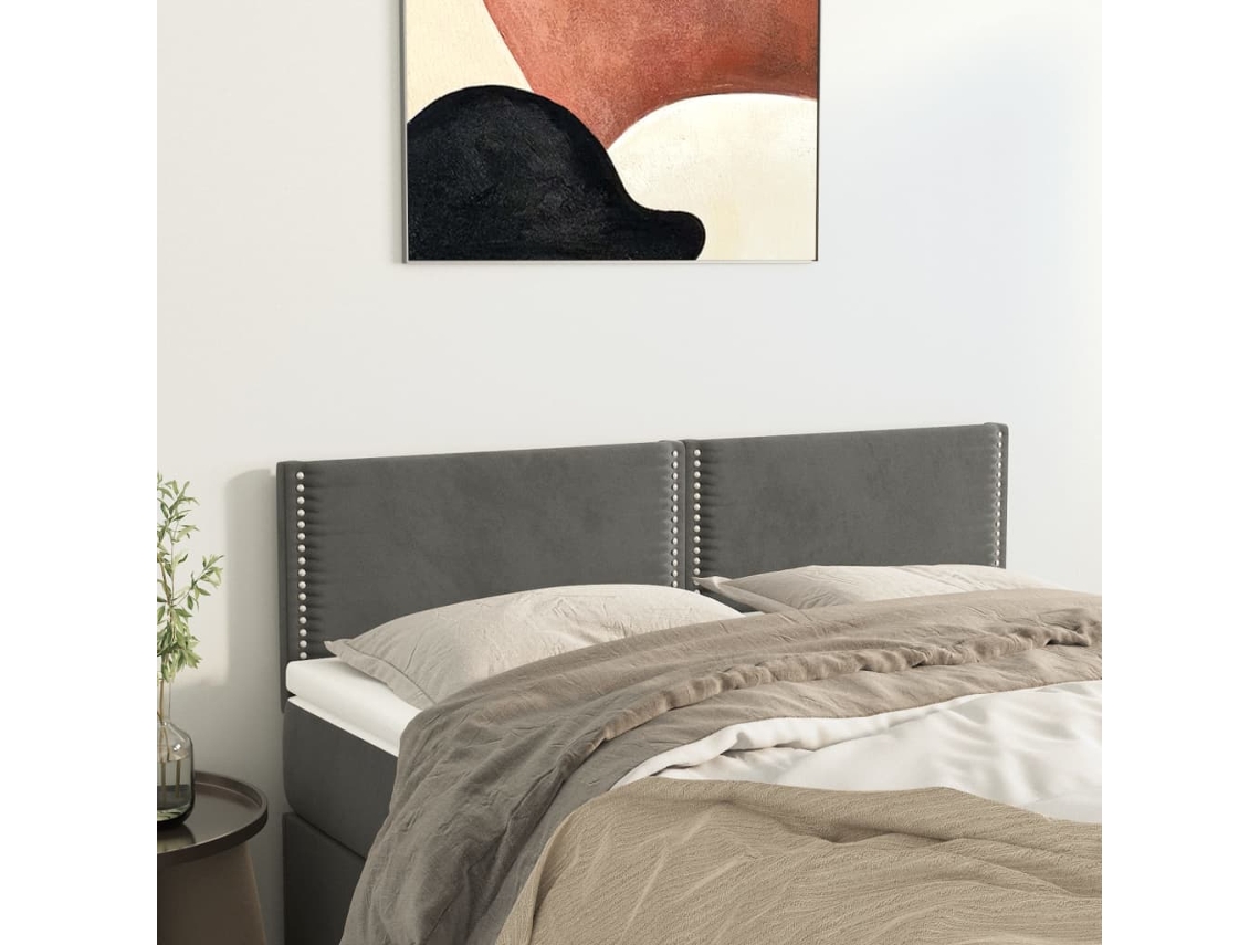 Vidaxl Cabeceiras Cinzento-escuro 144x5x78/88 Cm Veludo