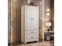 Lazyspace Armário Auxiliar Alto 60x40x157 Cm Com 2 Portas E 2 Gavetas - Branco