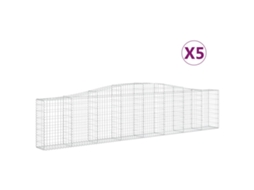 Conjunto 5 Cesto gabião VIDAXL Prateado Ferro (400x30x80/100cm)
