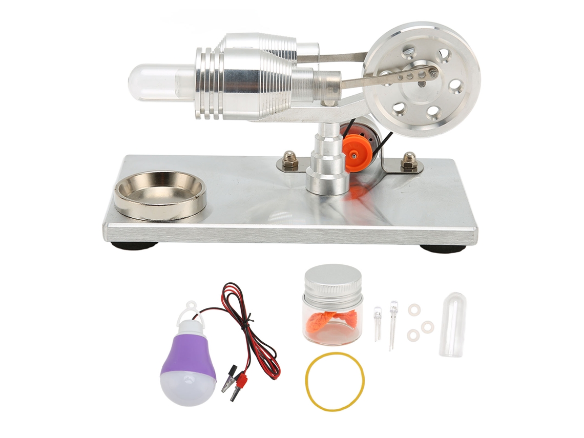 Modelo Motor Stirling Educacional Aço Inox Placa Base