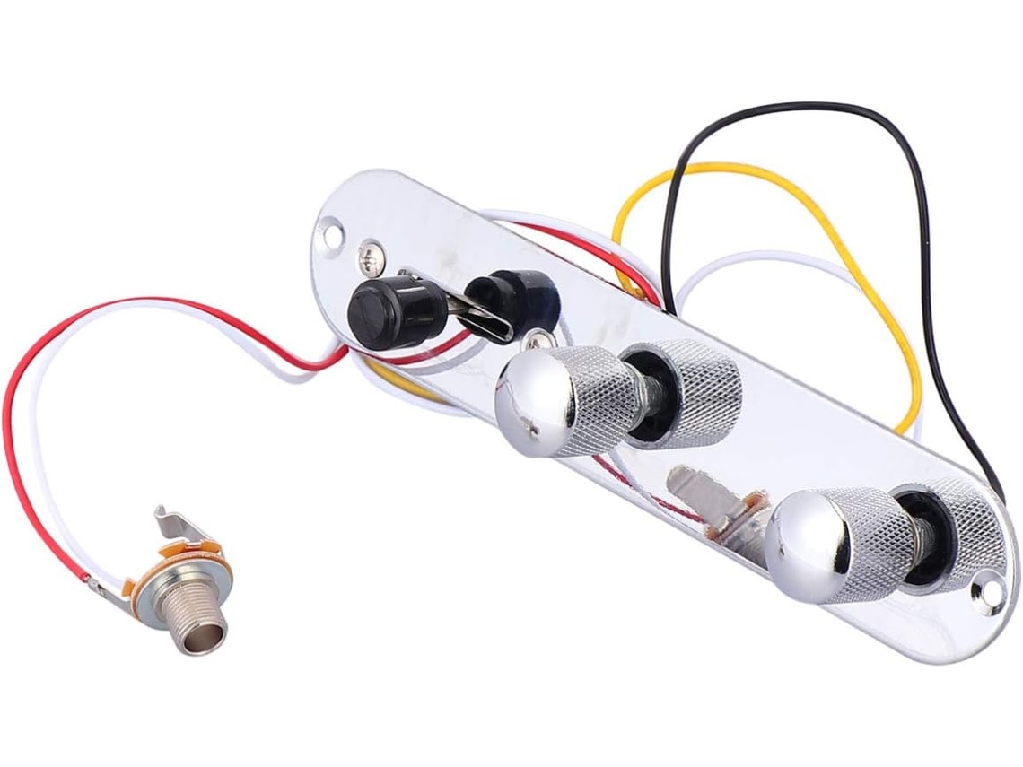 Conjunto Completo de Escudo Cromado para Guitarra Telecaster com Controles de Volume e Tom. Fácil de Instalar. SFUSHOS