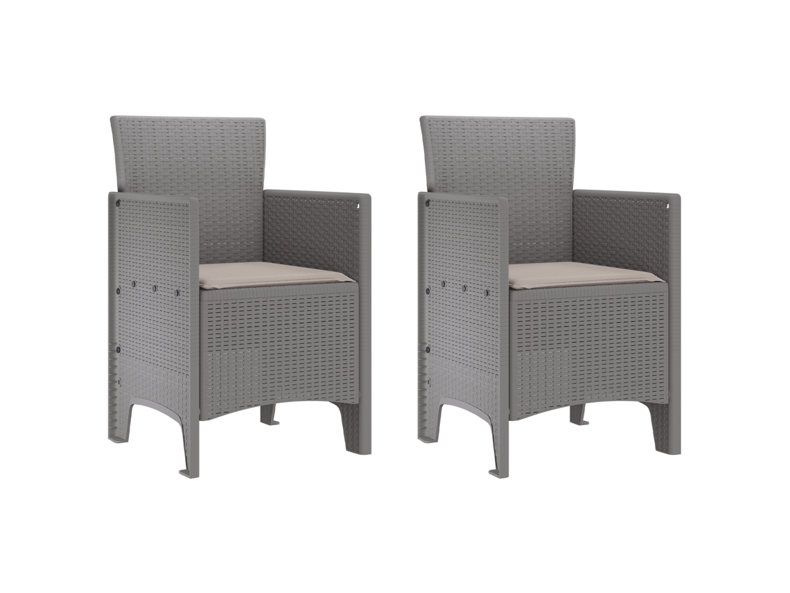 Conjunto 2 Cadeira Moderna Vidaxl Cinzento-claro Polipropileno (53 X 49 X 85 Cm)