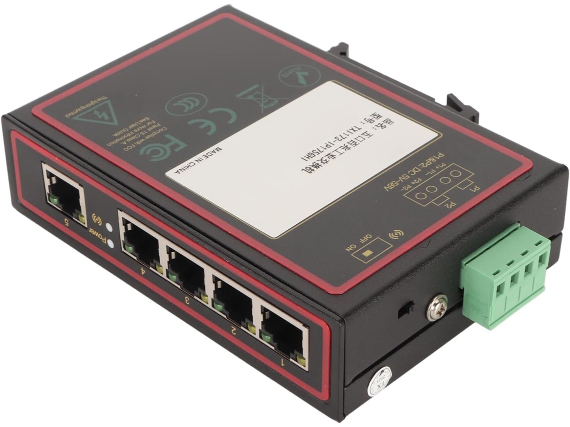Switch Ethernet Para Trilho Din De 5 Polegadas, 100 Mbps, Ip40, Gerenciável, -40 80