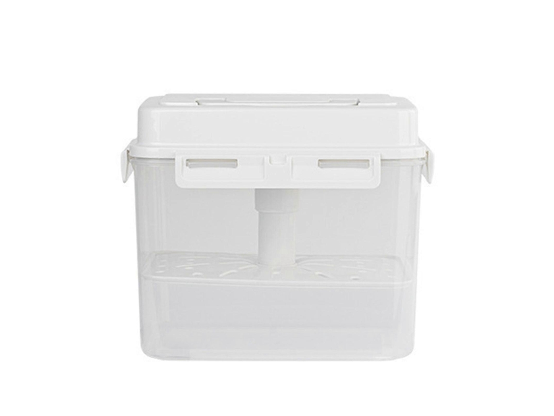 Pote De Plástico Para Conservas Com Alça, Ideal Para Armazenar E Fermentar Vegetais. Também Serve Como Prensa Para Kimchi E Outros Preparos