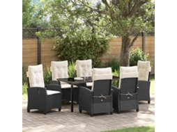 Vidaxl Conjunto de Jantar para Jardim com Almofada 7 Pcs Preto Vime Pe