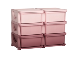 Caixa De Armazenamento Infantil Com 3 Gavetas, Rosa