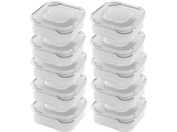 Conjunto De 10 Recipientes Herméticos, 350 Ml, 12 X 12 X 4,5 Cm, Com Tampa, Transparente, Para Organização Doméstica Na Cozinha E Bancada