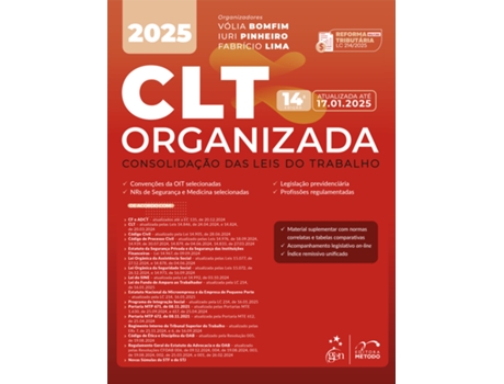 Livro Clt Organizada-consolidação Das Leis De Trabalho - 14 Edição 2025 De Vólia Bomfim (português Do Brasil)