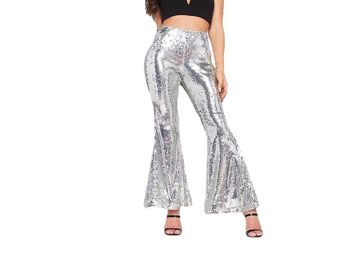 2026 leggings de Pata Ancha Metálicos Brillantes para Mulher, Calças Sexy de Cintura Alta
