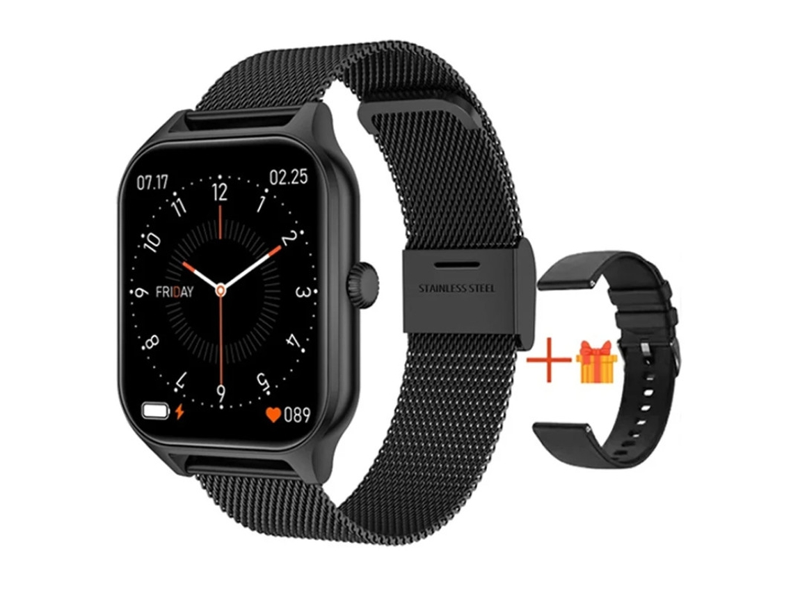 Smartwatch Com Monitoramento Frequência Cardíaca Pressão Arterial e Oxigênio No Sangue Chamadas Bluetooth e Tela Grande Preto Yizhood