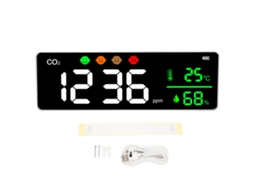 Monitor de Qualidade do Ar com tela LED, detector de CO2, temperatura e umidade | S/MARCA