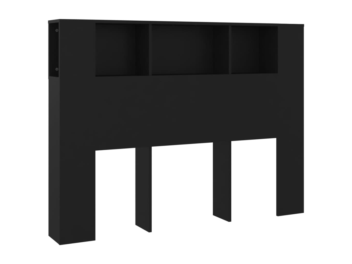 Cabeceira de cama com guarda-roupa, 140x18,5x104,5 cm, preta, exclusiva da MAISON.