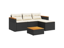 Maison Exclusive - 3 Pcs Conjunto Sofás De Jardim Com Almofadões Vime Pe Preto