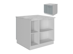 Ilha de cozinha Fame-Line, 90cm com gaveta, sem PT, Azul claro-cinza, Branco, VICCO