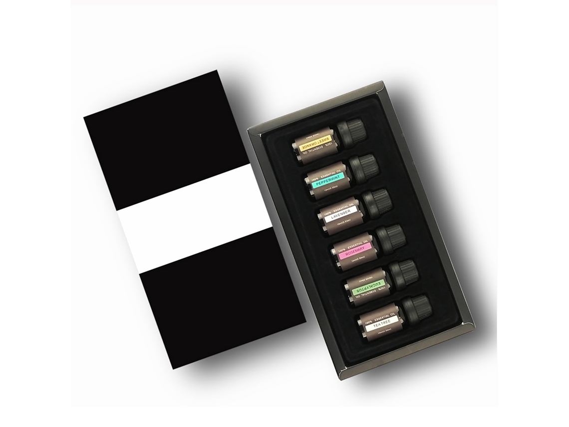 Conjunto de 6 óleos essenciais de 10ml para difusor de aromas e ambientador.