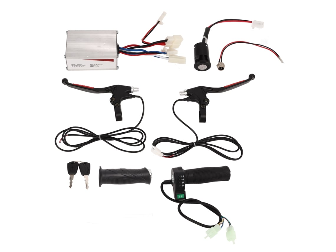Controlador de escobillas 12v 250w com mango de aceleração, alavanca de freio e acessórios para bicicleta e patinete elétrico