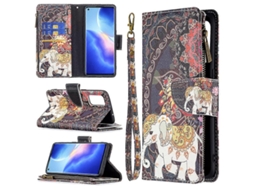 Capa De Couro Com Zíper, Aba Horizontal, Estampa Colorida, Suporte Para Cartão E Carteira Para Oppo Reno5 5g (borboleta Grande)