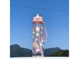 Garrafa de Água Infantil , Capacidade de 750ml, Feita de Plástico Ecológico. MDUG (arco íris Transparente)