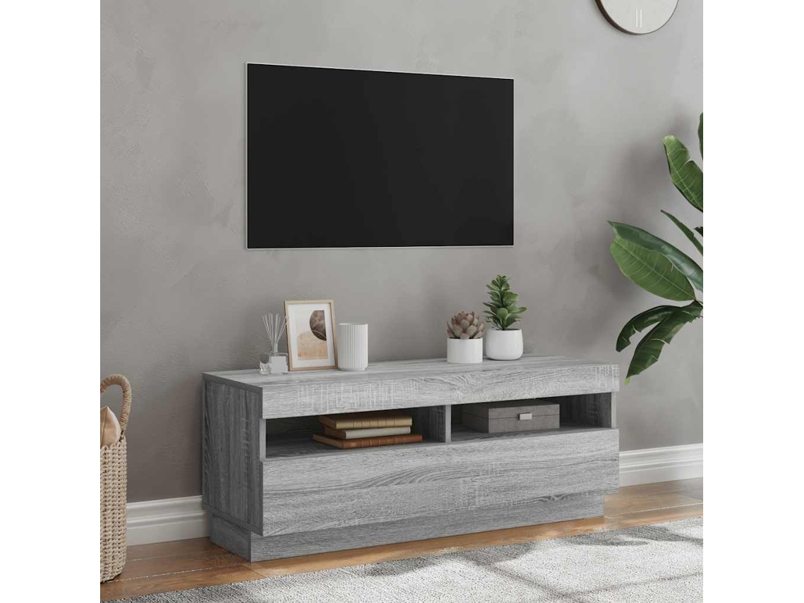 Vidaxl Móvel De Tv Com Luzes Led 100x35x40 Cm Sonoma Cinzento